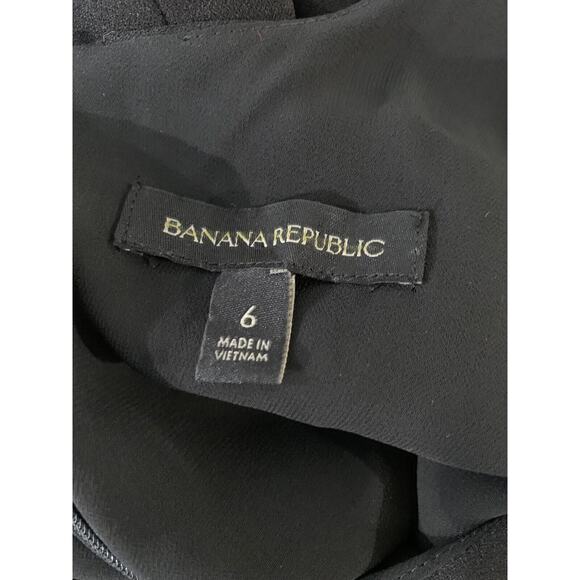 Banana Republic Wide Leg Jumpsuit Black Size 6 Crepe Modern Pockets - Picture 10 of 11